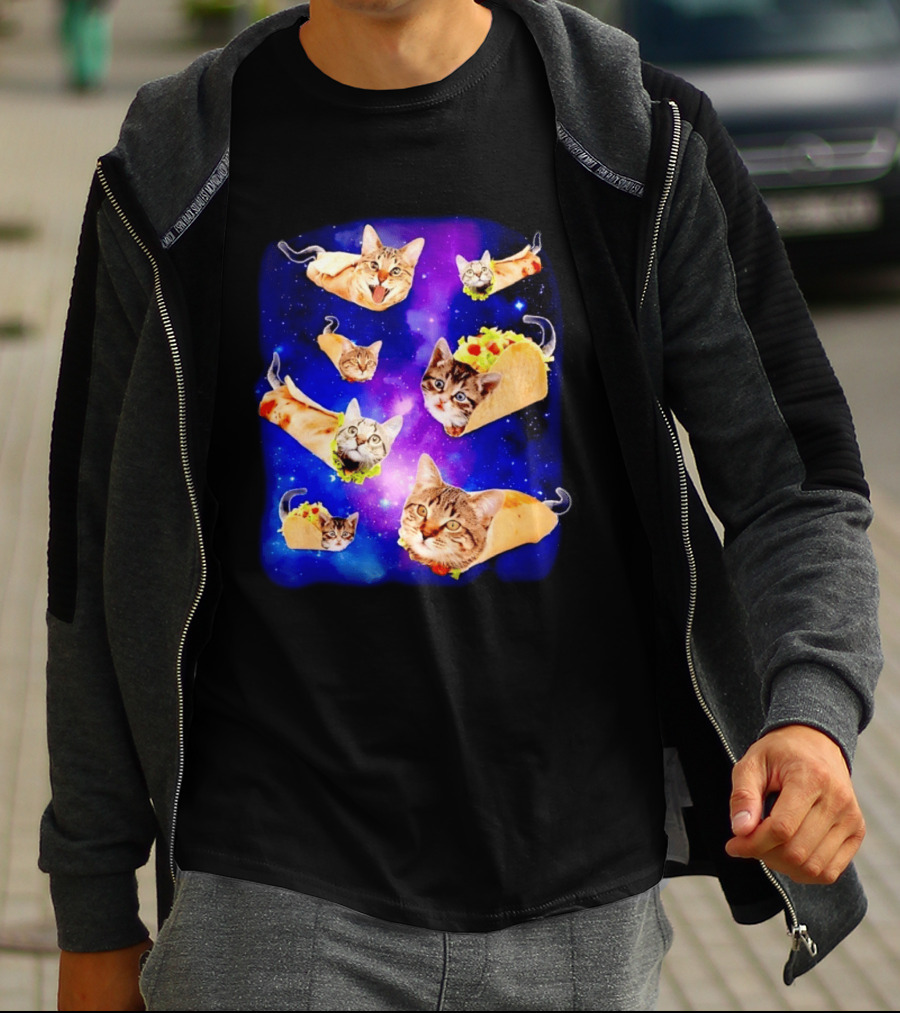 Cats In Space With Tacos And Burritos Taco Cat Cosmic Adventure T-Shirt