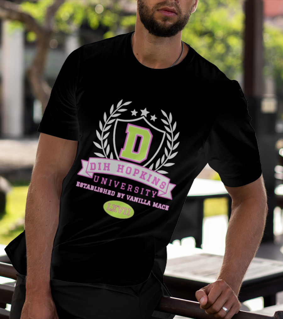 Dih Hopkins University Established By Vanilla Mace LXVII Crest T-Shirt