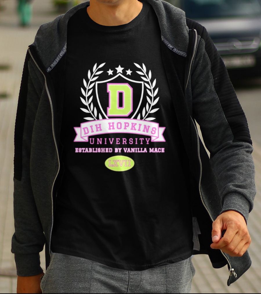 Dih Hopkins University Established By Vanilla Mace LXVII Crest T-Shirt