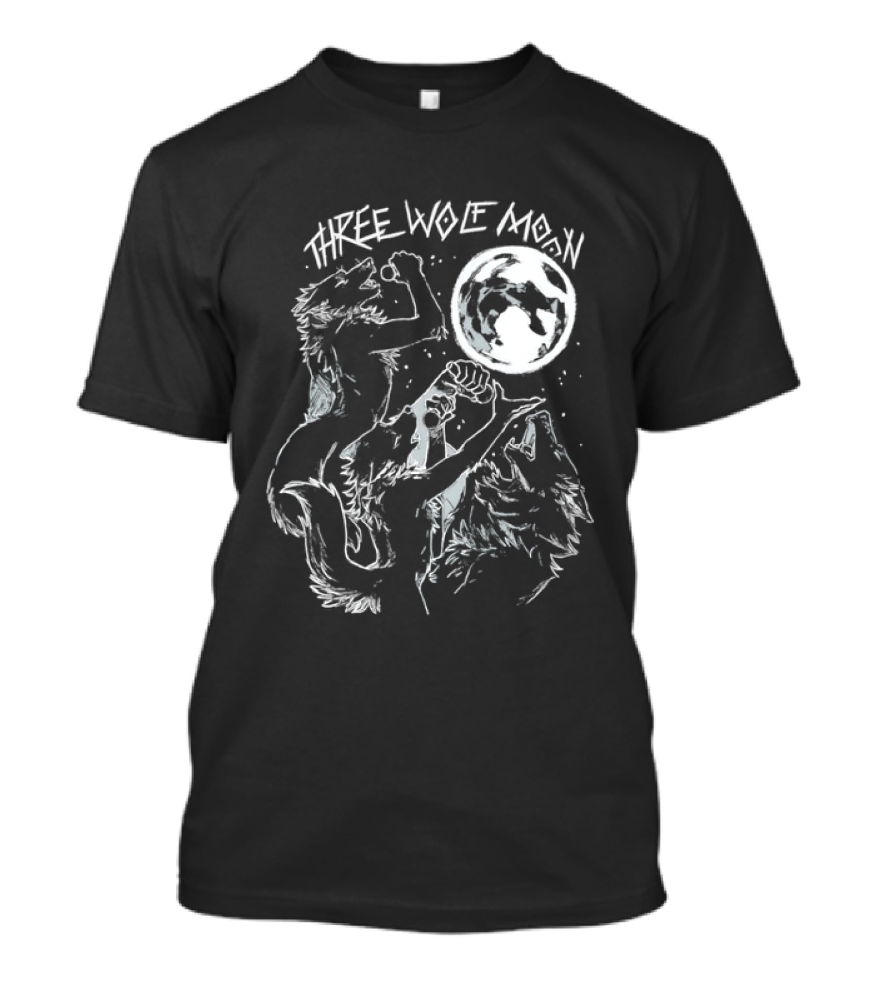 Three Wolf Moon Singing Wolves Howling Meme Moon Phases T-Shirt