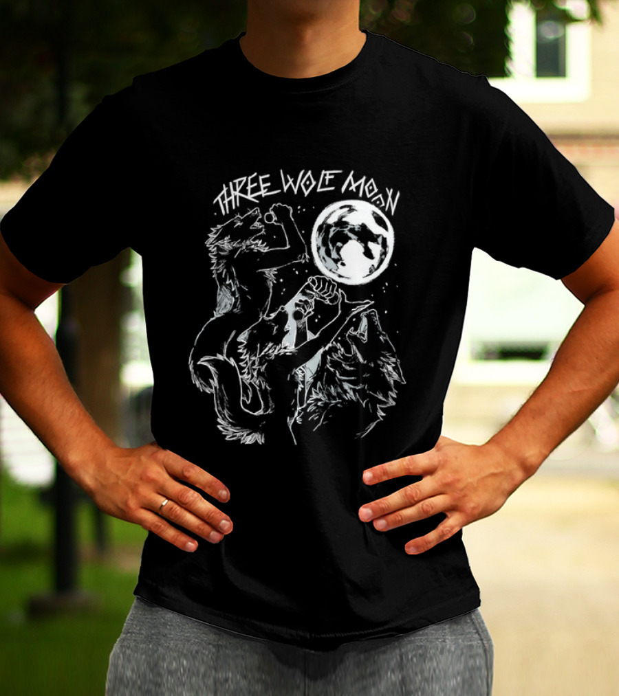 Three Wolf Moon Singing Wolves Howling Meme Moon Phases T-Shirt
