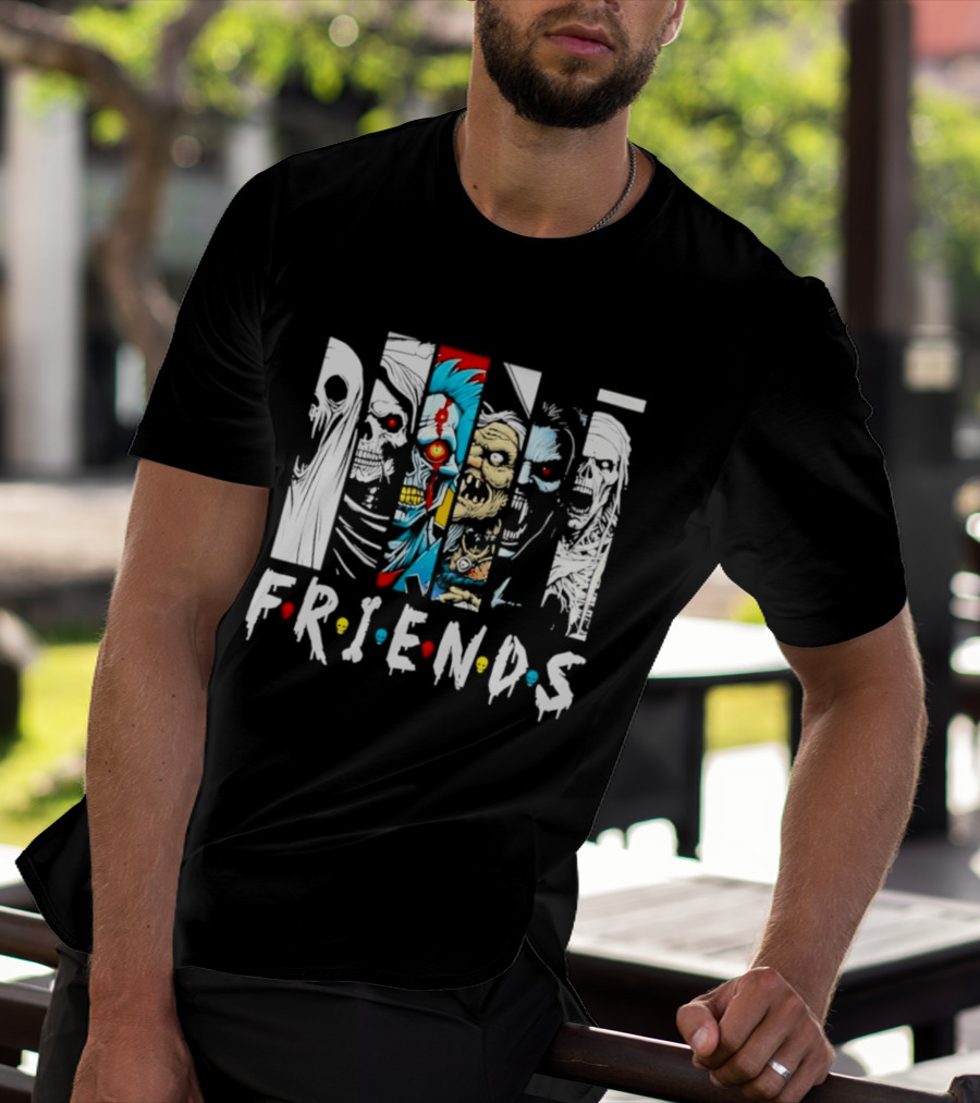 Friends Horror Movie Characters Halloween Scary Mask T-Shirt
