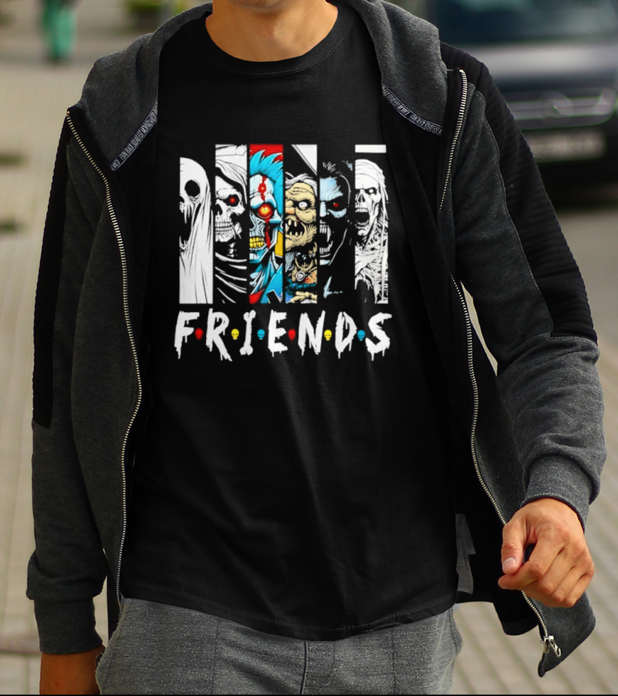 Friends Horror Movie Characters Halloween Scary Mask T-Shirt