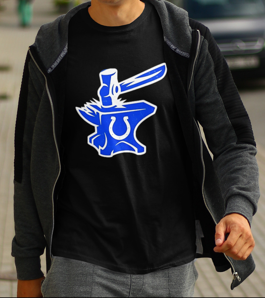 Indianapolis Colts Anvil Hammer Icon With Team Horseshoe T-Shirt