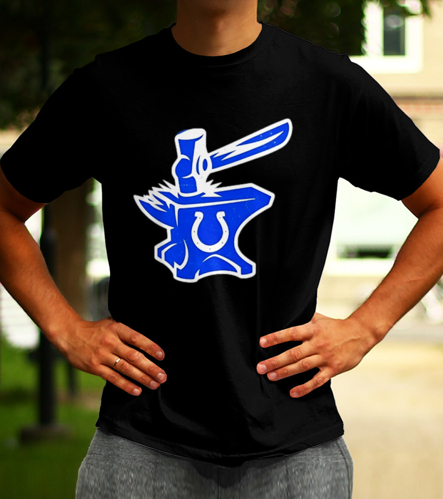 Indianapolis Colts Anvil Hammer Icon With Team Horseshoe T-Shirt
