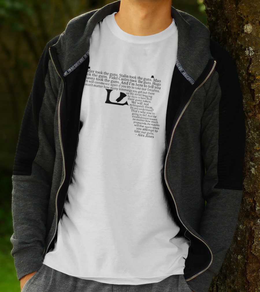 Alex Jones 1776 Will Commence Again Gun Rights Pistol Shaped T-Shirt
