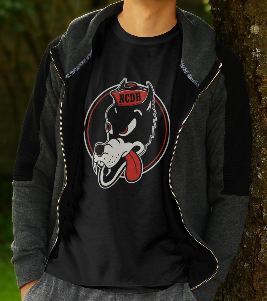 NCDH Wolf Cartoon Red Circle T-Shirt