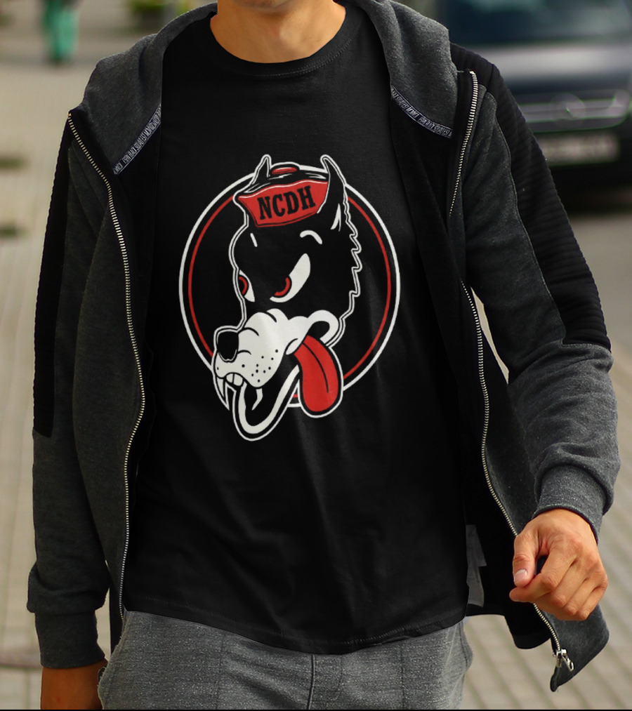 NCDH Wolf Cartoon Red Circle T-Shirt
