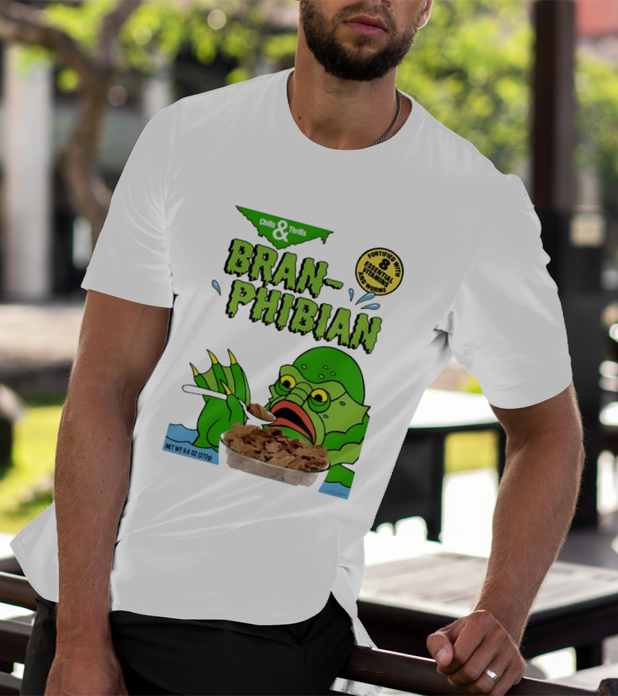 Bran Phibian Chills And Thrills Cereal Box Fortified With 8 Essential Vitamins And Worms T-Shirt