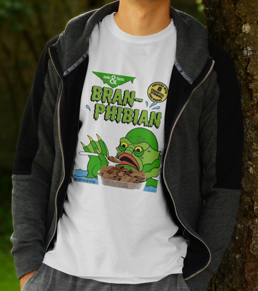Bran Phibian Chills And Thrills Cereal Box Fortified With 8 Essential Vitamins And Worms T-Shirt