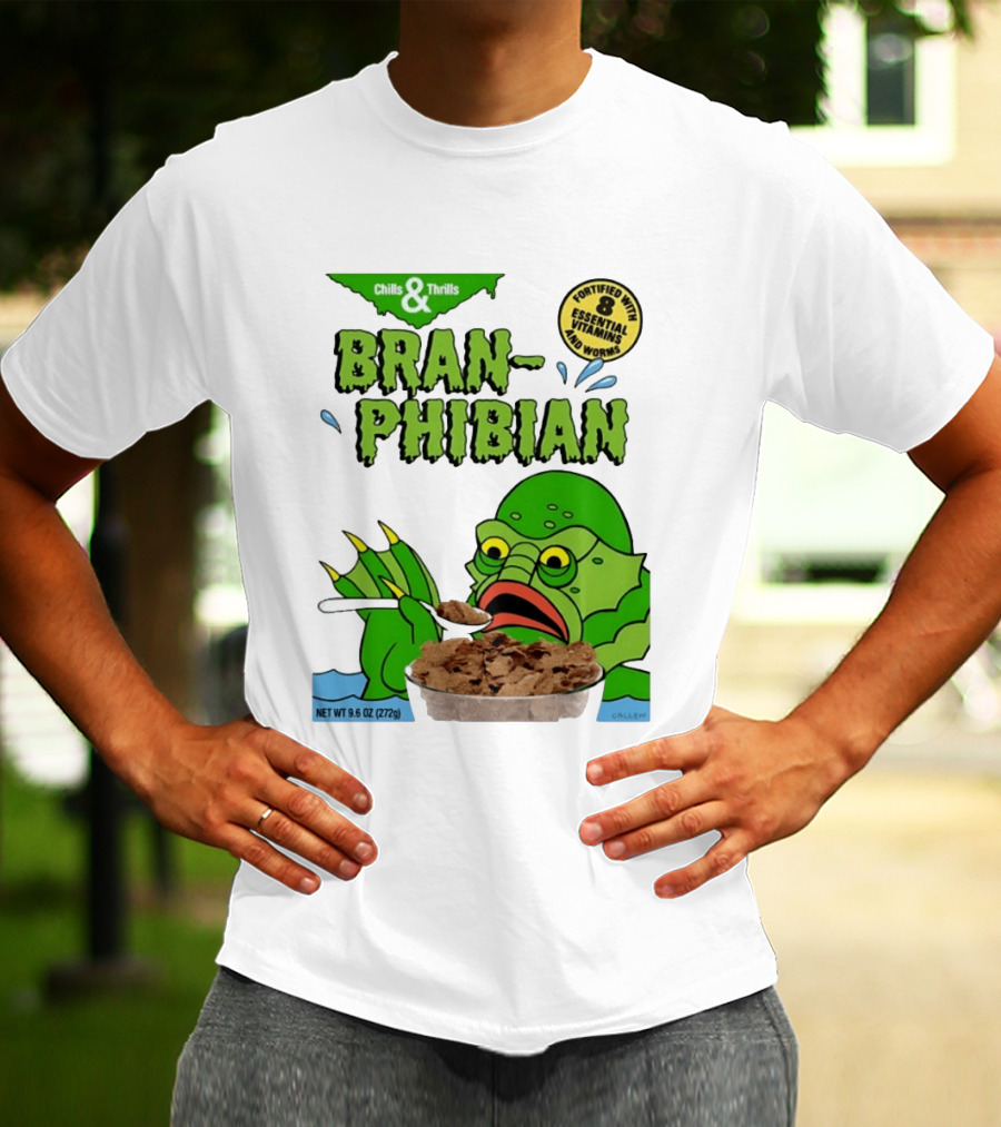 Bran Phibian Chills And Thrills Cereal Box Fortified With 8 Essential Vitamins And Worms T-Shirt