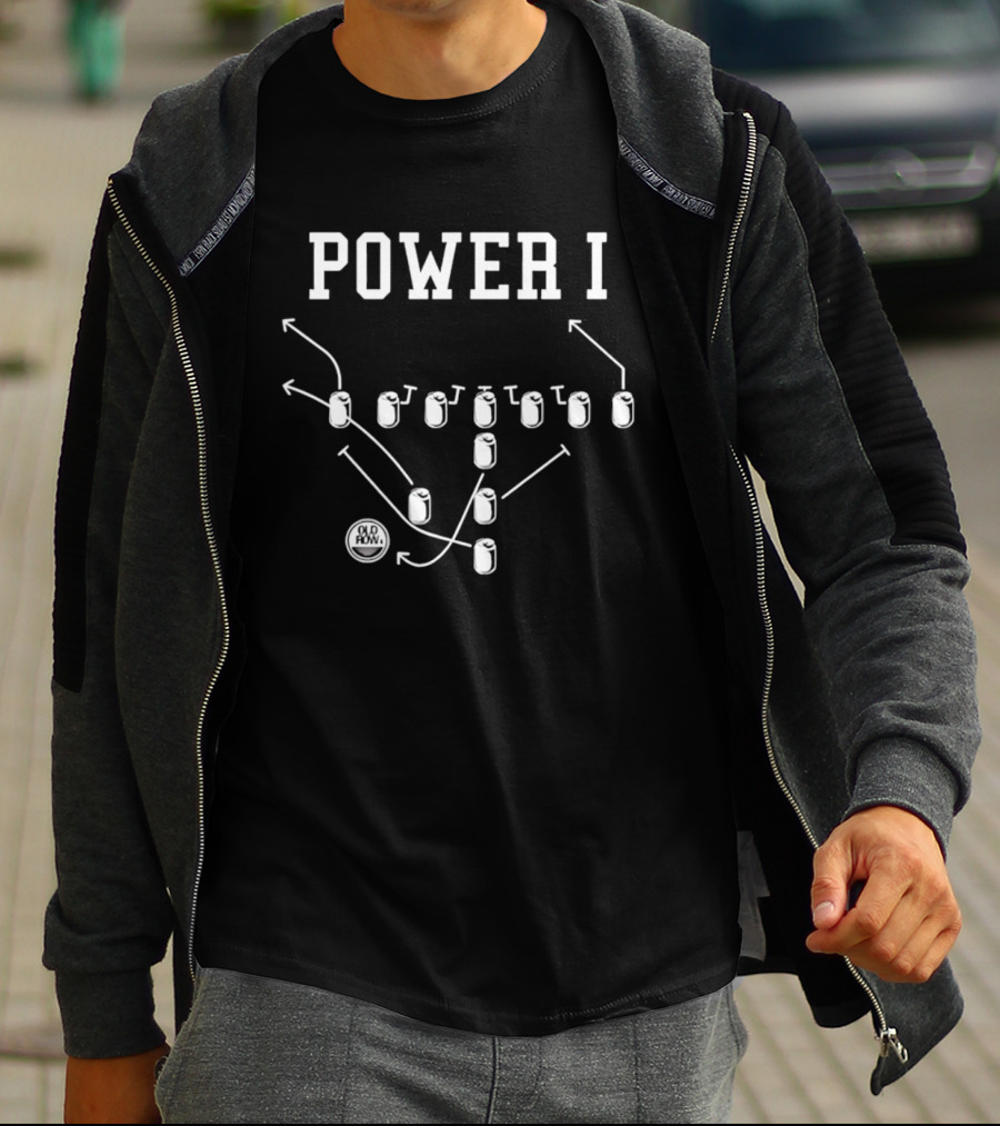 Power I Football Play Beer Can Formation T-Shirt