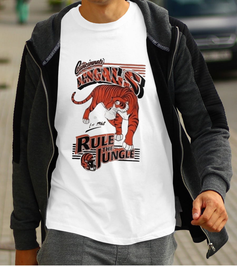 Cincinnati Bengals Rule The Jungle Tiger Graphic NFL Fan T-Shirt