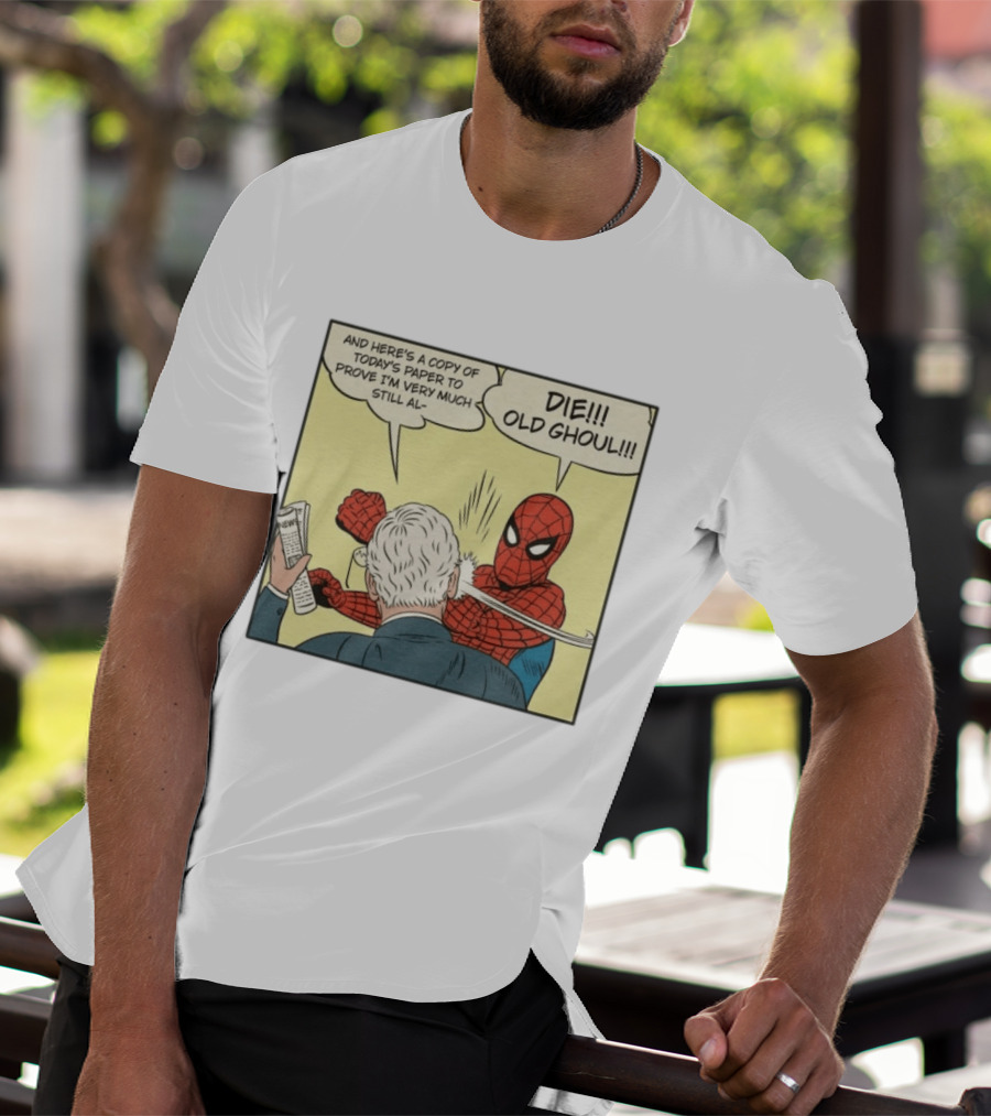Spider Man Punching Mitch McConnell Die Old Ghoul Comic Meme T-Shirt