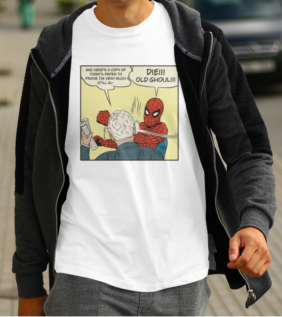 Spider Man Punching Mitch McConnell Die Old Ghoul Comic Meme T-Shirt
