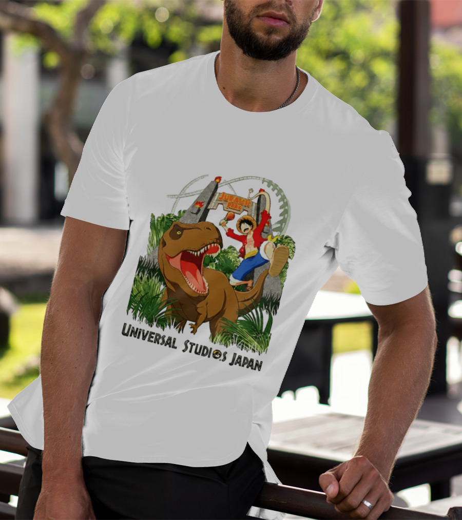 Universal Studios Japan One Piece Jurassic Park Luffy Riding Rex T-Shirt