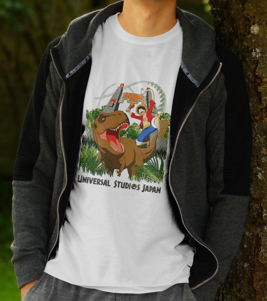 Universal Studios Japan One Piece Jurassic Park Luffy Riding Rex T-Shirt