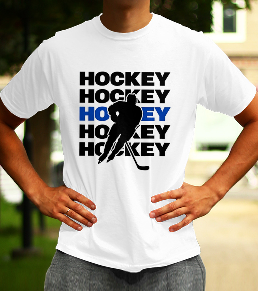 Hockey Player Action Stance Repeated T-Shirt