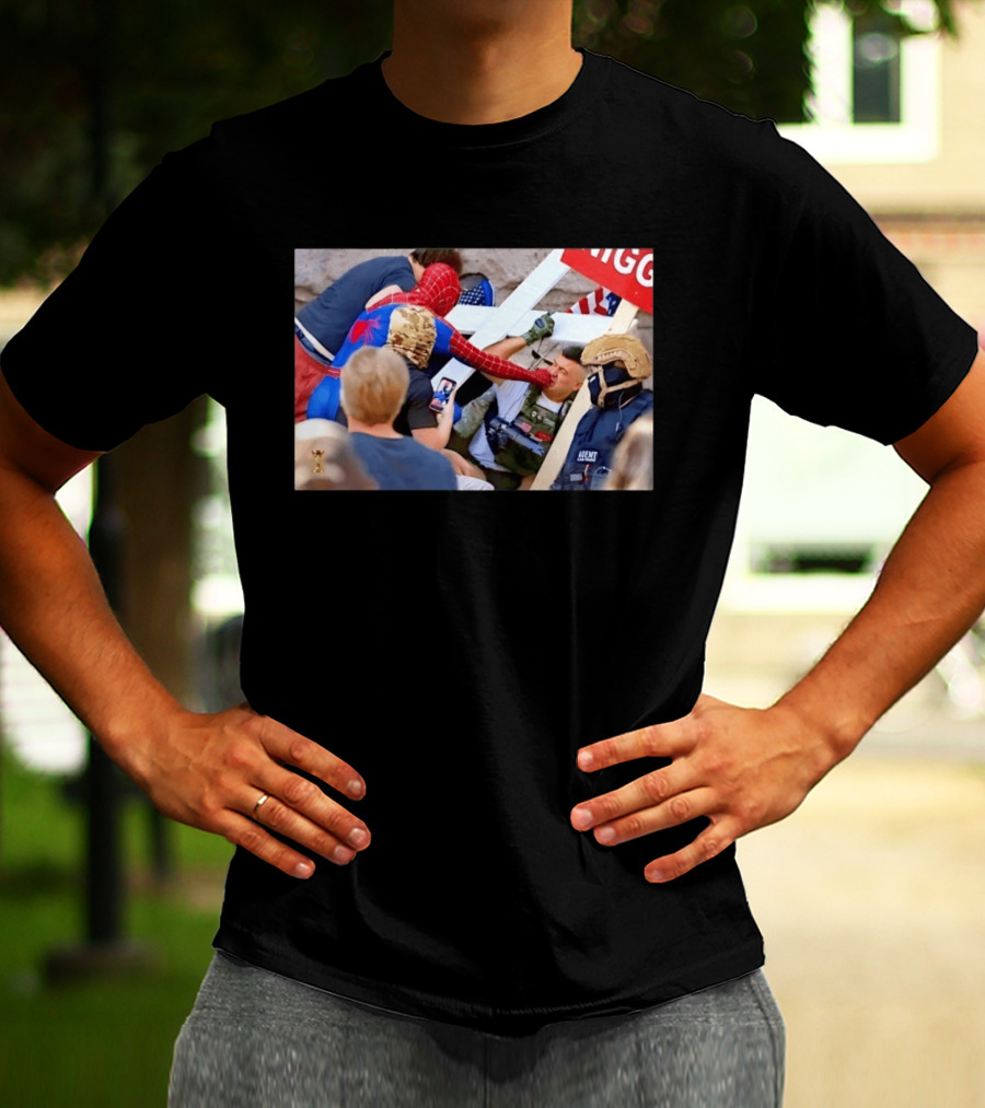 Spider Man Confrontation With Agent Superhero T-Shirt