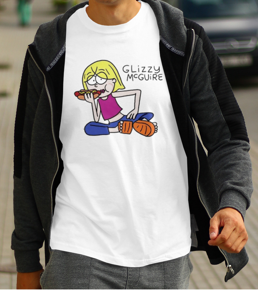 Glizzy McGuire Cartoon Character Eating Hot Dog T-Shirt