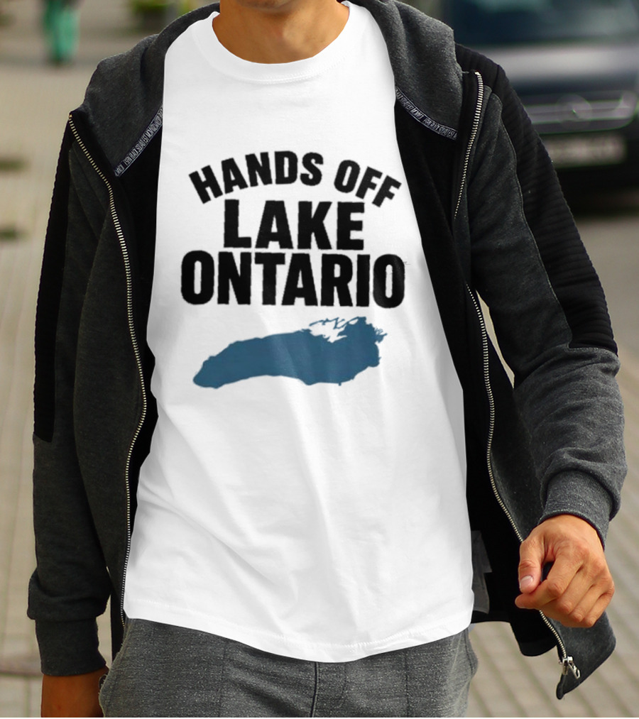 Hands Off Lake Ontario Blue Map T-Shirt