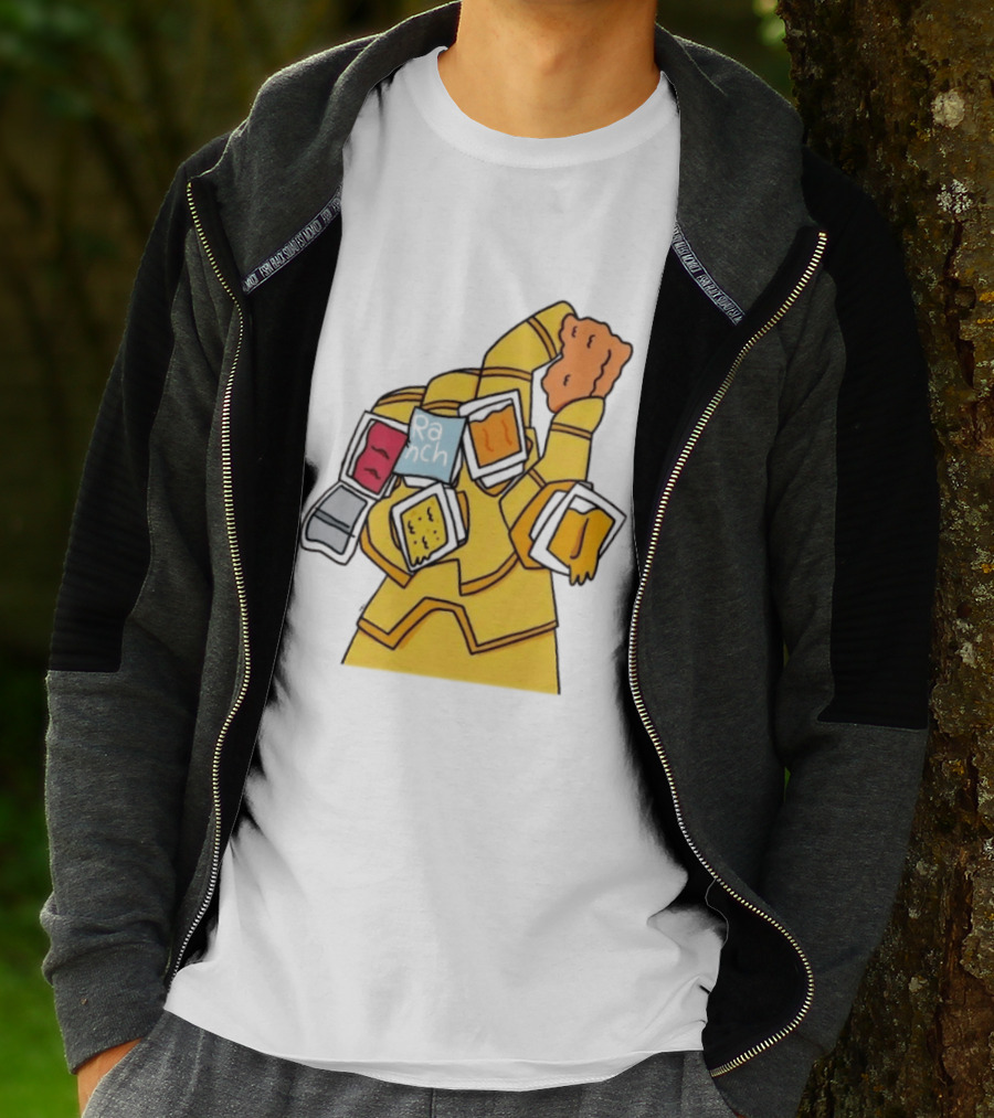 Infinity Gauntlet With Chicken Nugget And Sauce Containers Meme T-Shirt