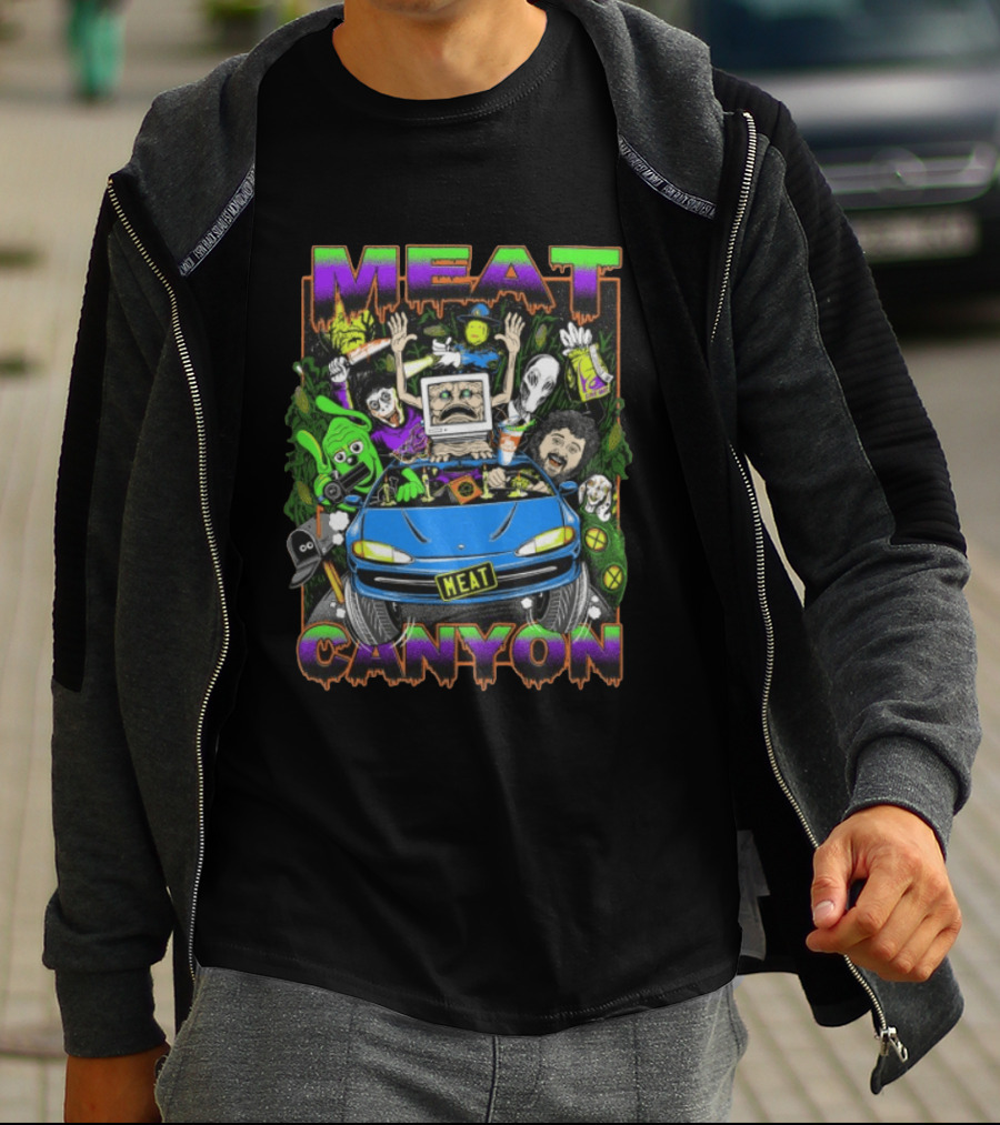 Meatcanyon The Journey Black Computer Car Adventure Characters T-Shirt