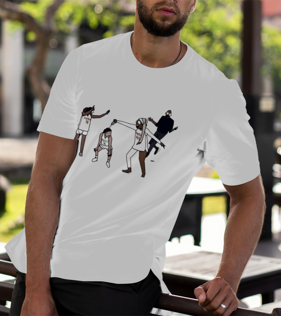 Washington Mystics Locker Room Champion Celebration Scene Animated Players T-Shirt