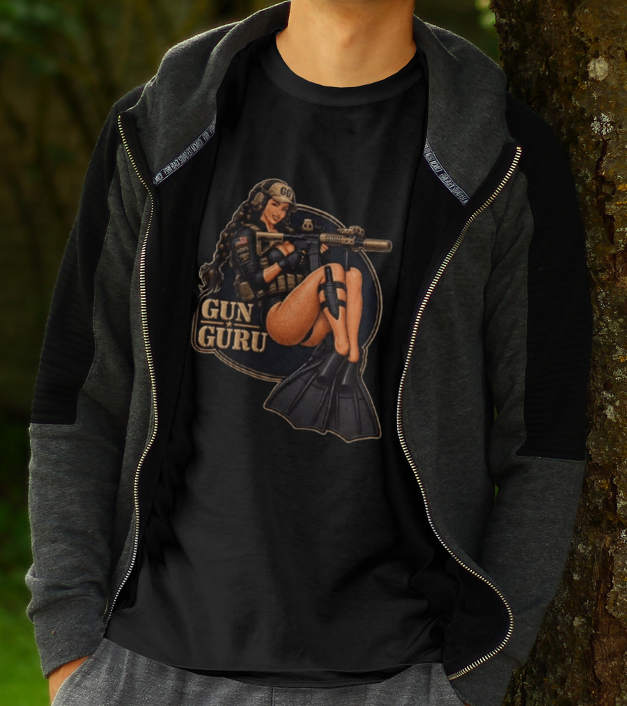 Trained Equipped Gun Guru Pinup Always Ready To Get A Little Wet T-Shirt