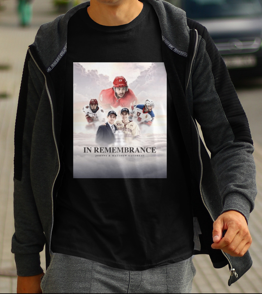 In Remembrance Johnny & Matthew Gaudreau Hockey Tribute With Boston And USA Jerseys T-Shirt