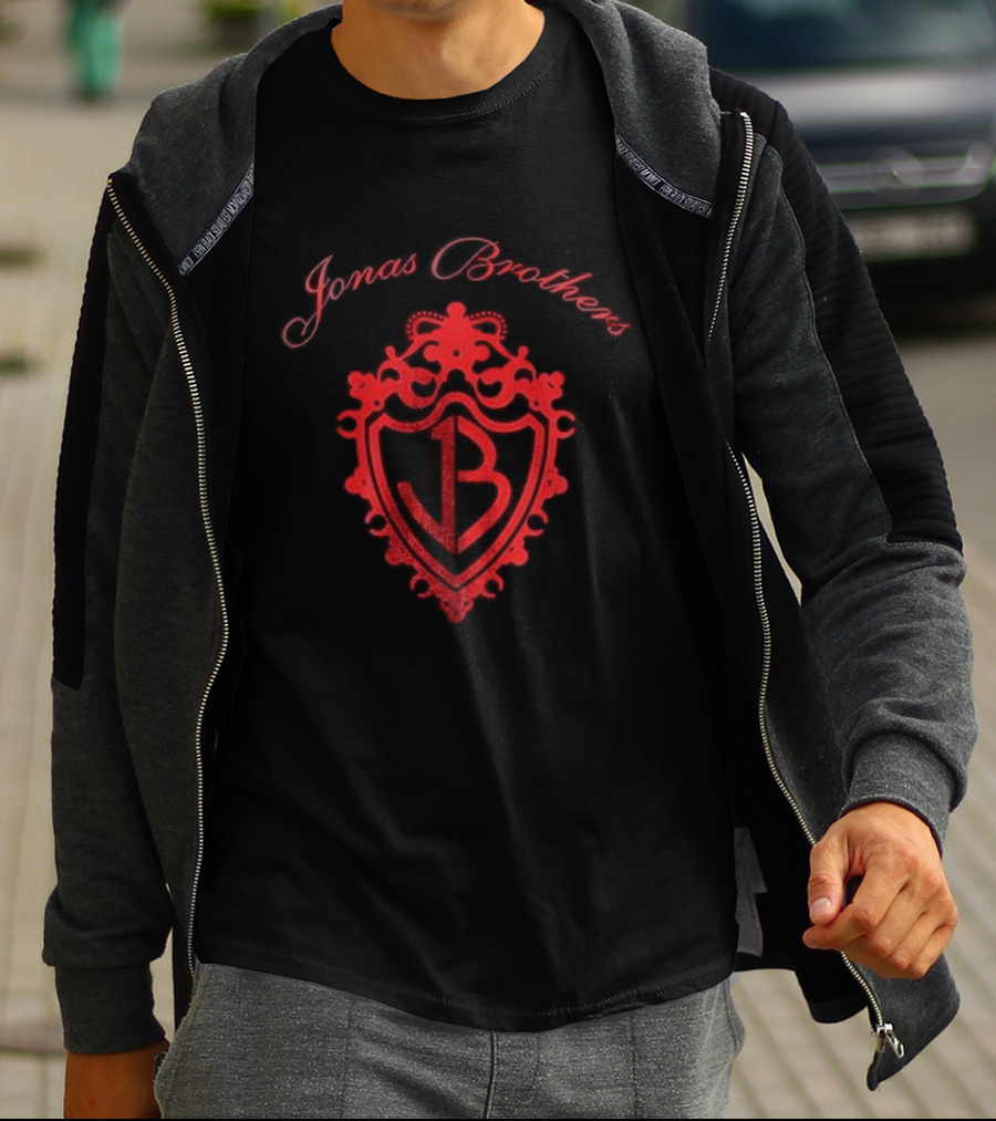 Jonas Brothers Burnin' Up JB Red Emblem Crest T-Shirt