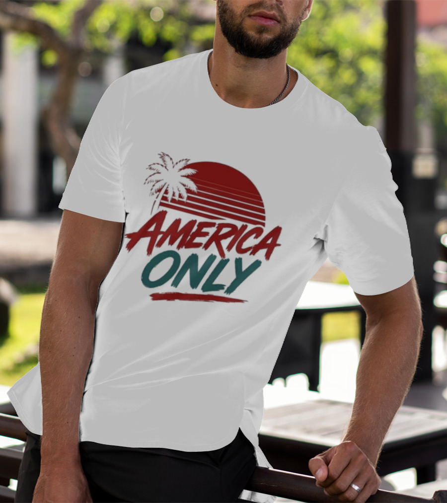 America Only Tropical Sunset Palm Tree T-Shirt