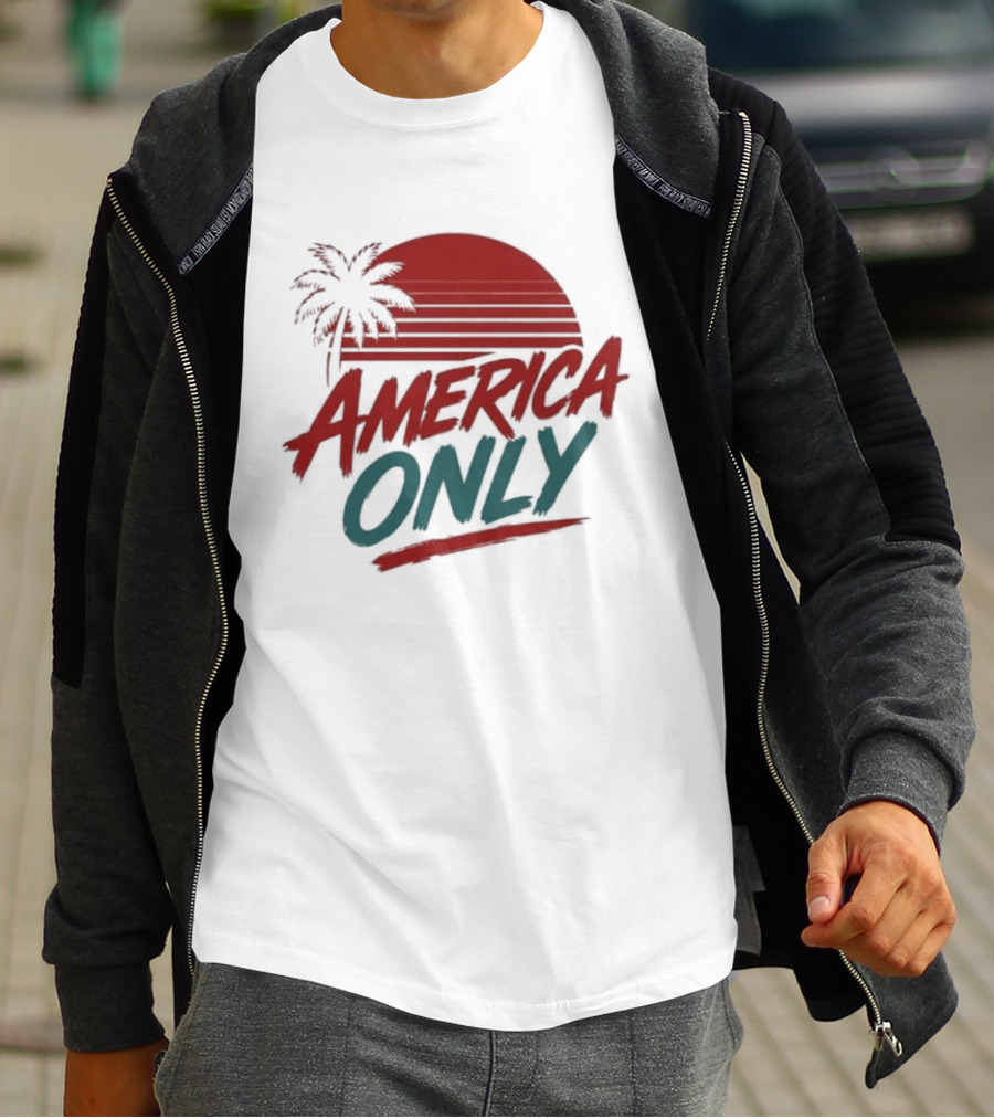 America Only Tropical Sunset Palm Tree T-Shirt