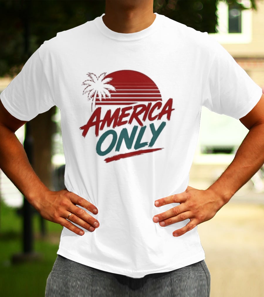 America Only Tropical Sunset Palm Tree T-Shirt