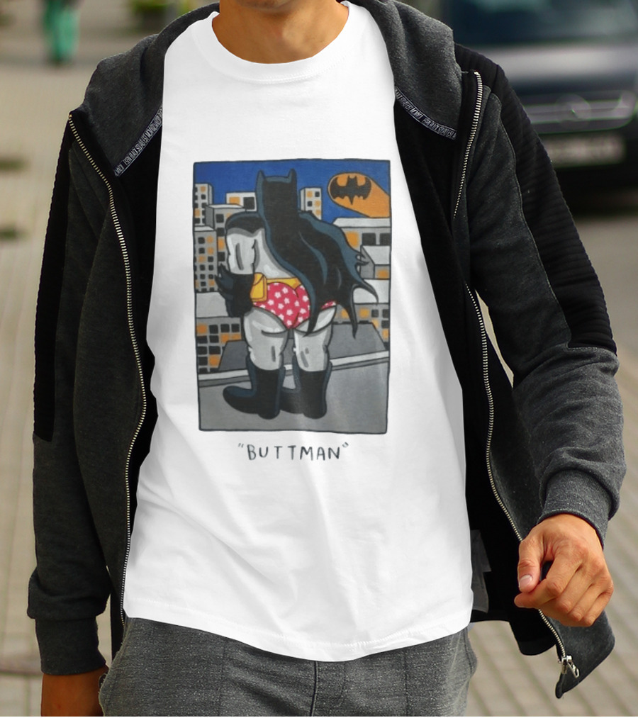 Buttman Batman Superhero Comedy Humor Retro Pop T-Shirt