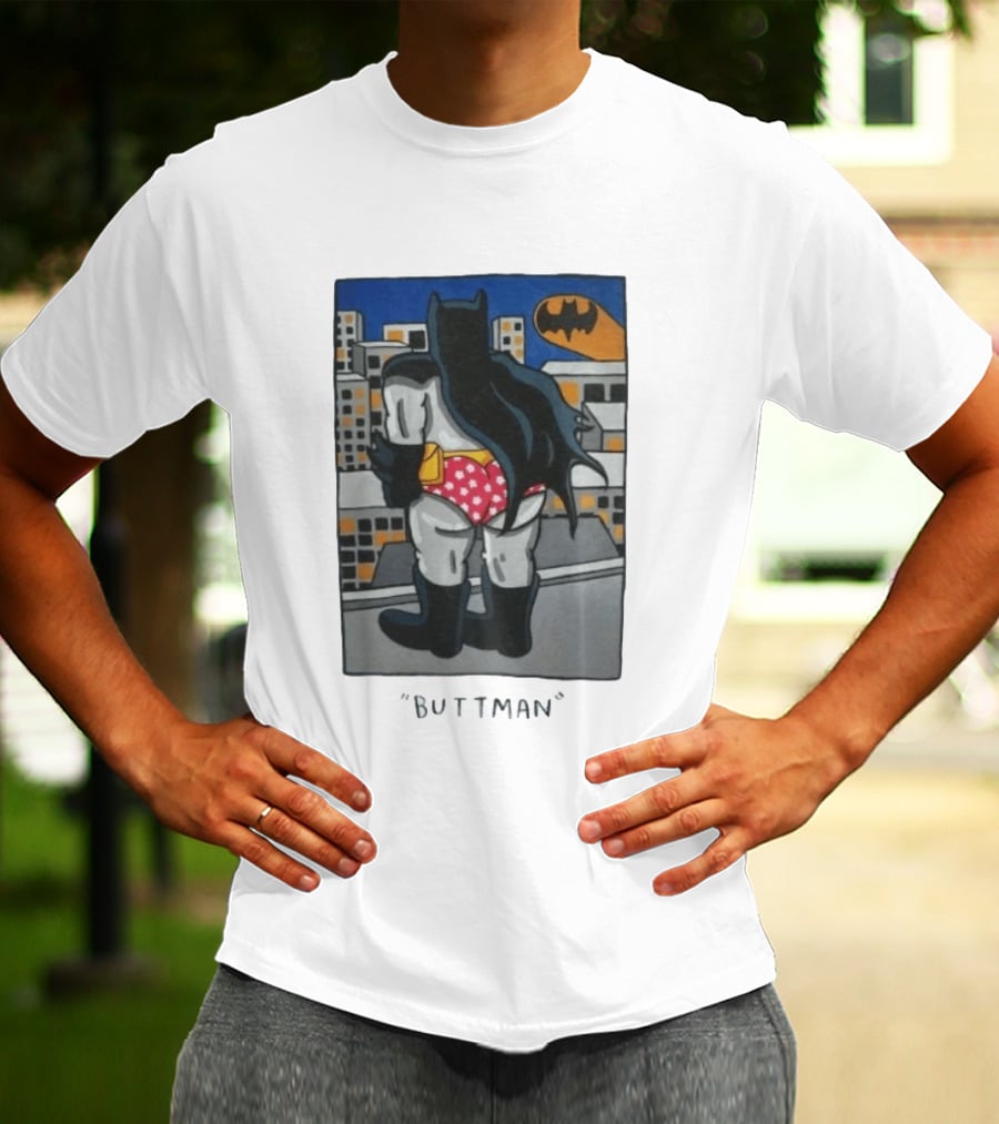 Buttman Batman Superhero Comedy Humor Retro Pop T-Shirt