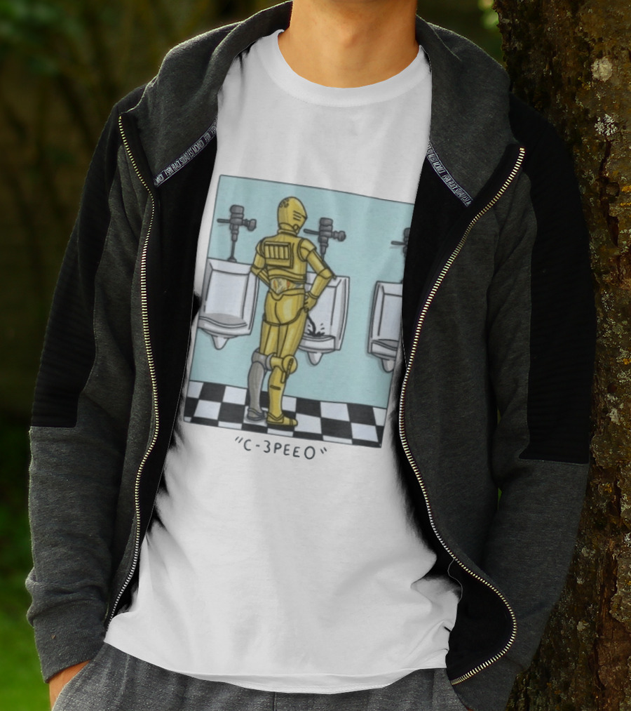 Star Wars C 3PEEO Droid Pun C 3PO Urinal Humor T-Shirt