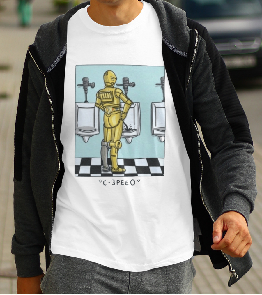 Star Wars C 3PEEO Droid Pun C 3PO Urinal Humor T-Shirt