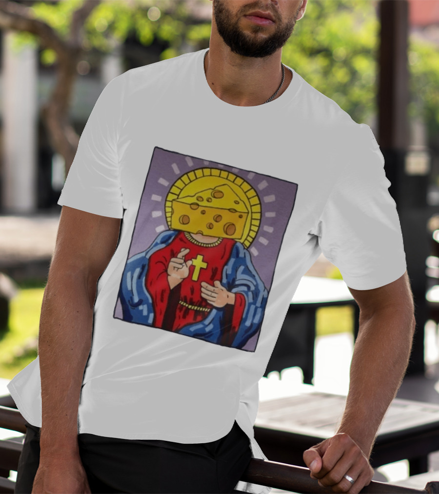 Cheesus Cheese Head Religious Pun Jesus T-Shirt