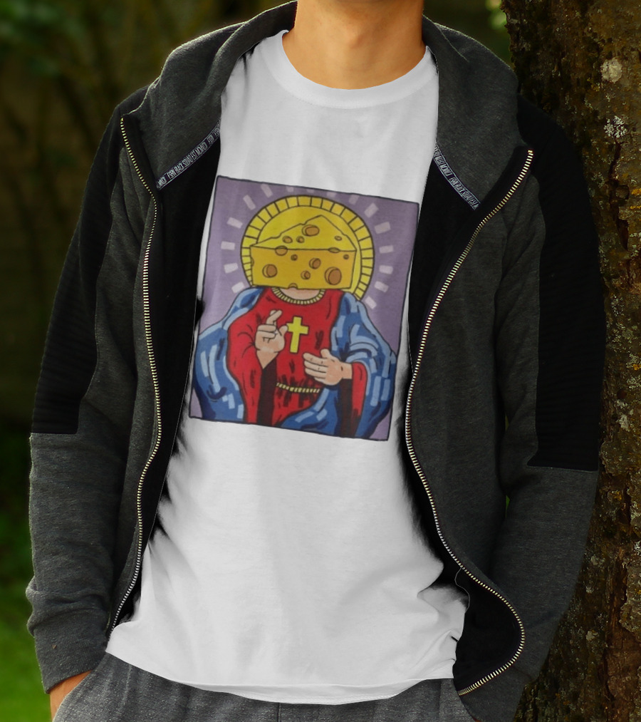 Cheesus Cheese Head Religious Pun Jesus T-Shirt