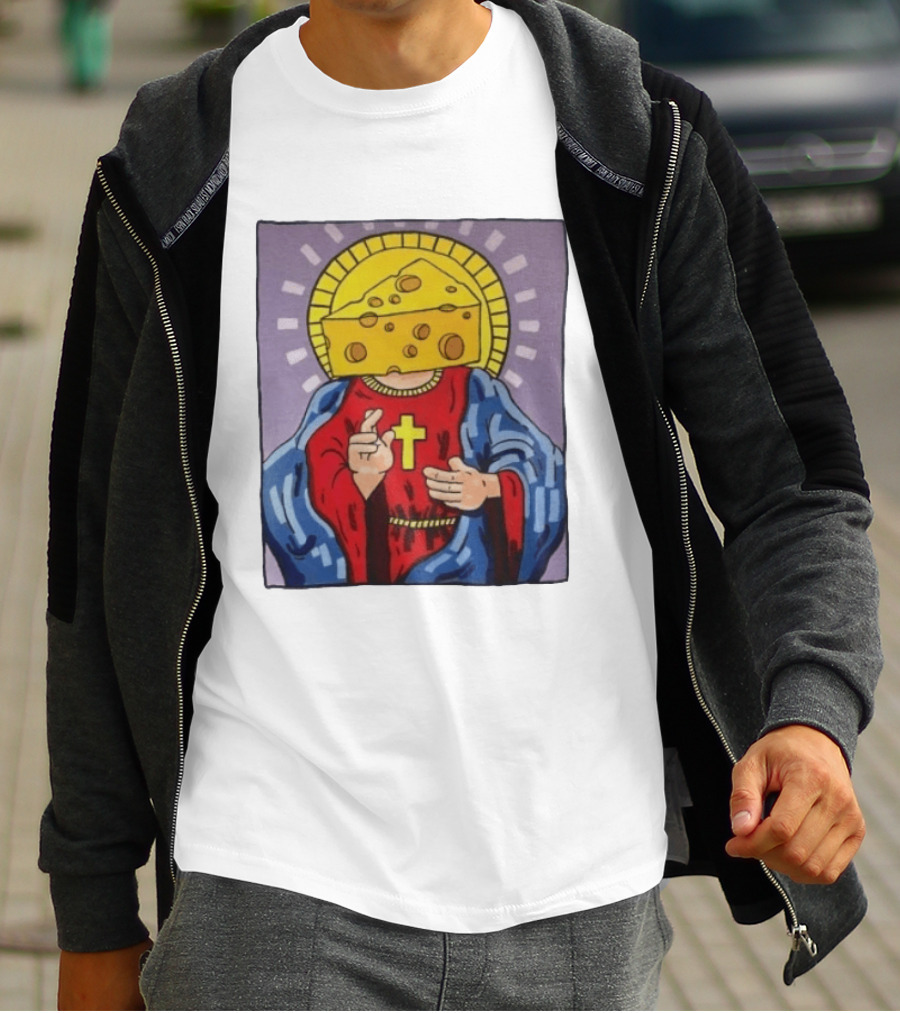 Cheesus Cheese Head Religious Pun Jesus T-Shirt