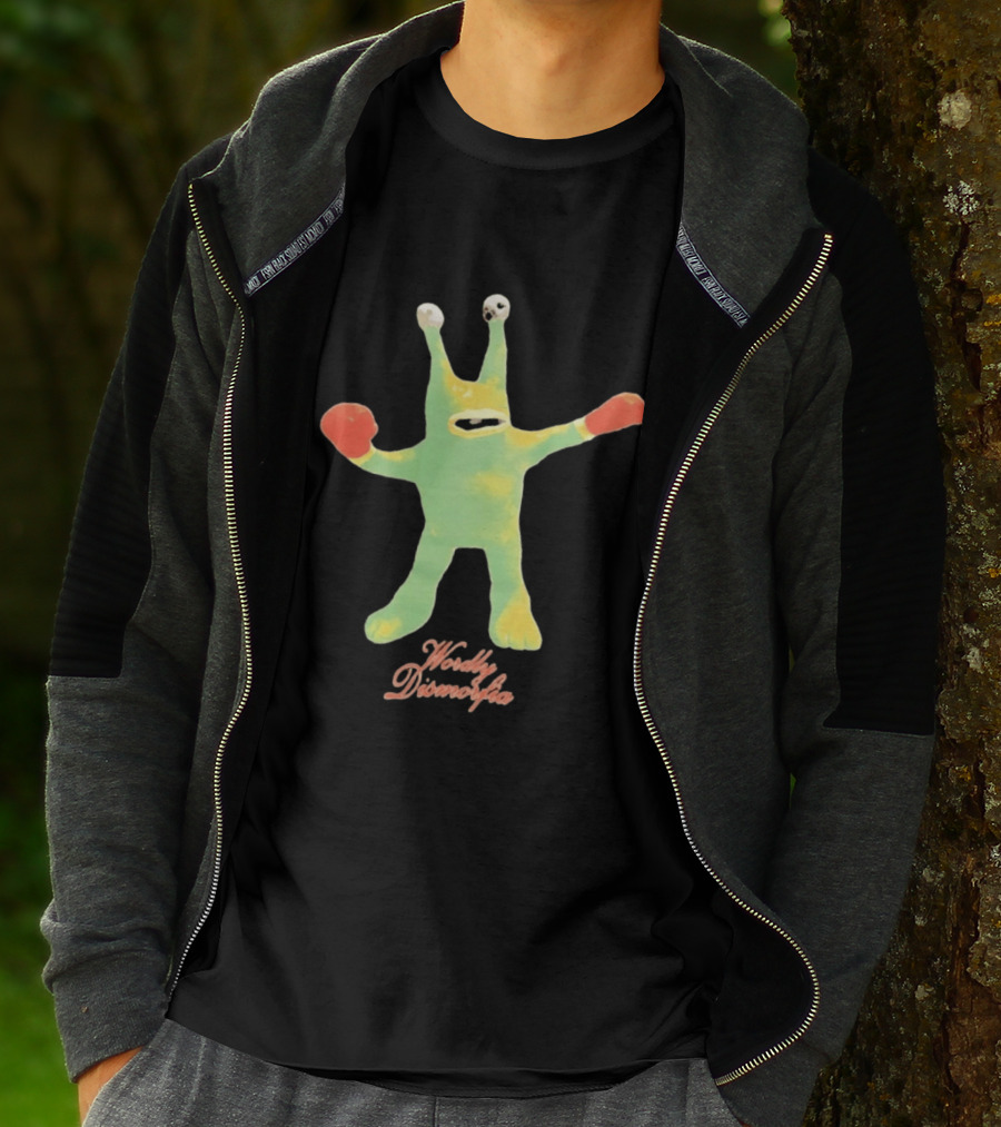 Wordly Dismorfia Boxing Alien Creature With Red Boxing Gloves T-Shirt