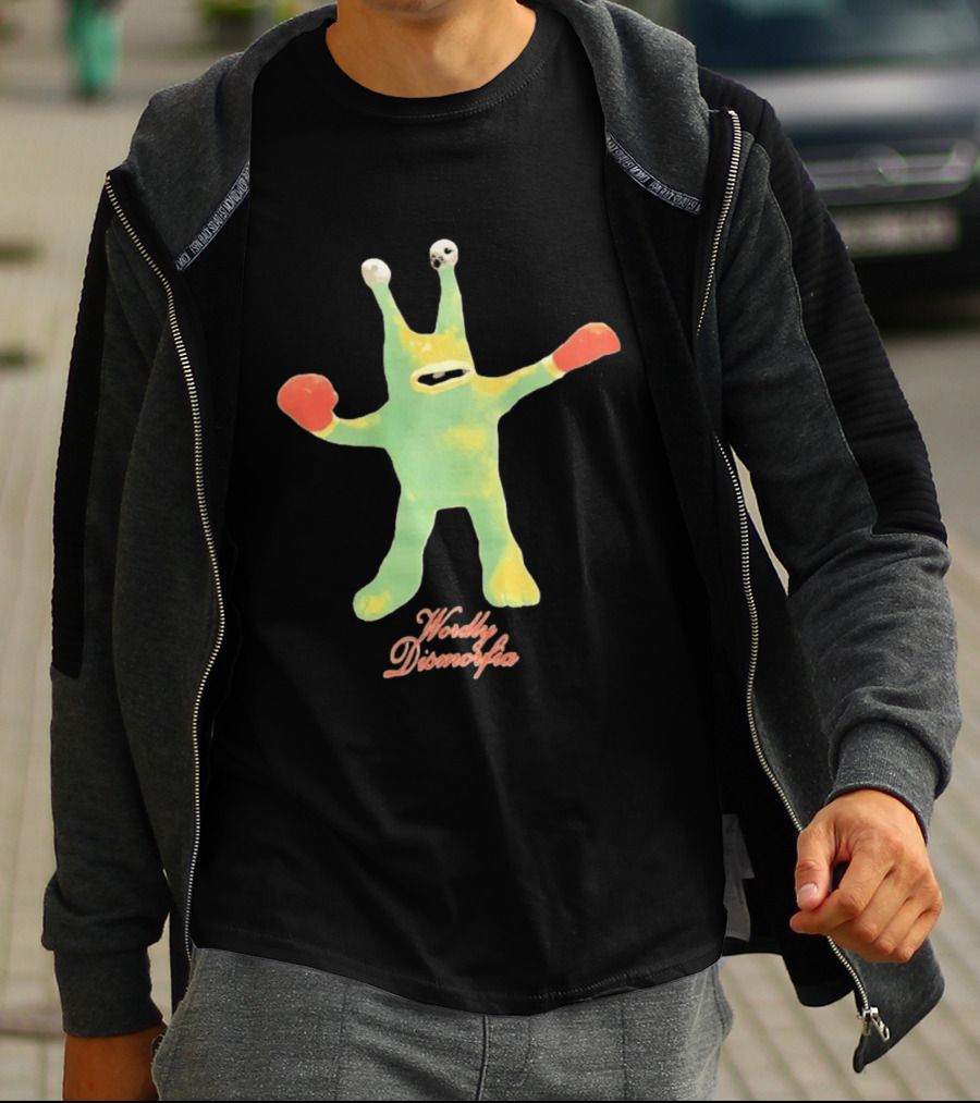 Wordly Dismorfia Boxing Alien Creature With Red Boxing Gloves T-Shirt