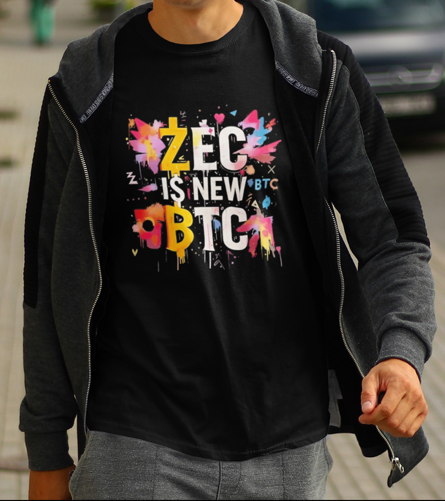 ZEC Is New BTC Cryptocurrency Zcash Bitcoin Colorful Paint Splash T-Shirt