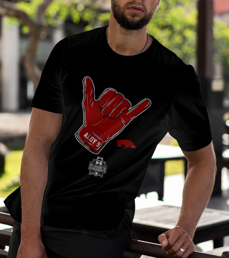Arkansas Razorbacks Aloy 9 NCAA College World Series Shaka Gesture T-Shirt