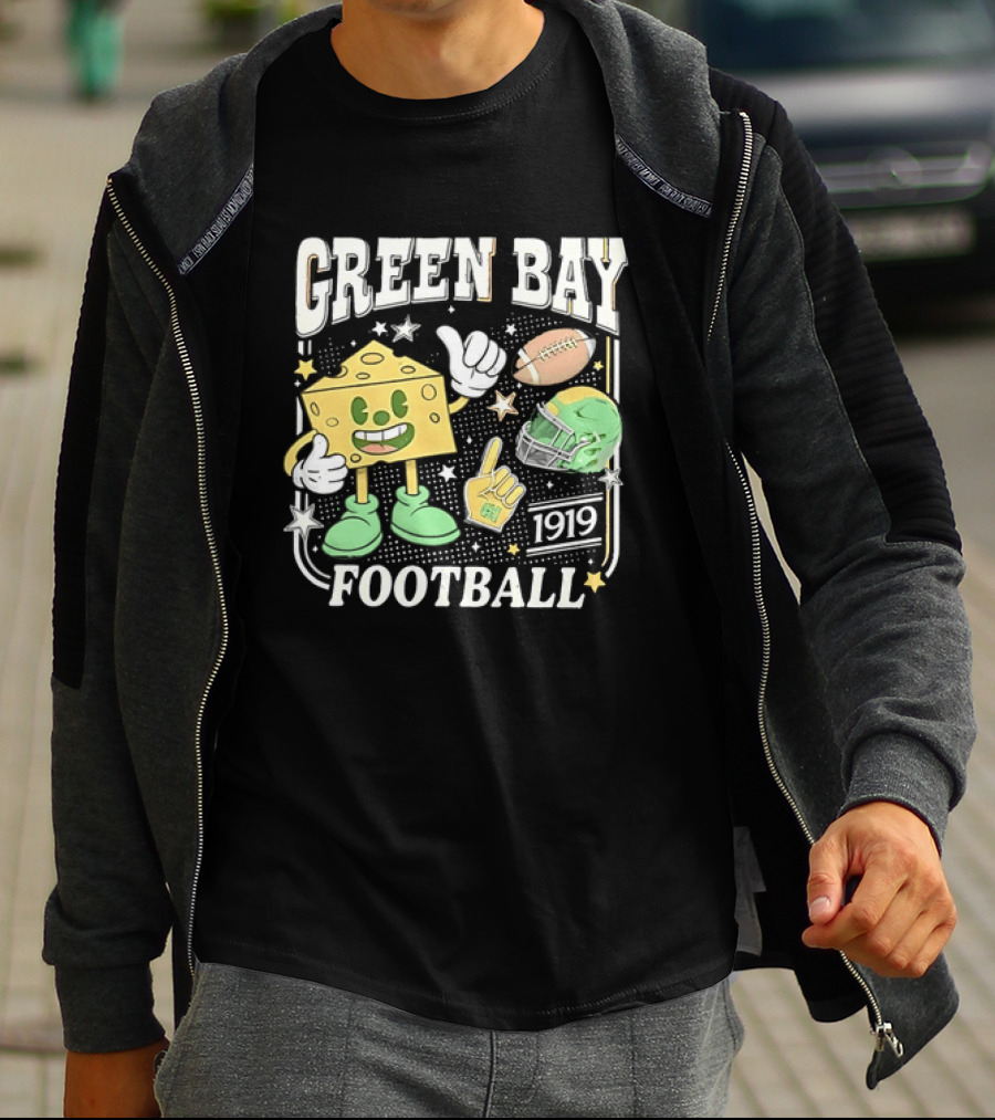 Green Bay 1919 Cheesehead Football Mascot And Gear T-Shirt
