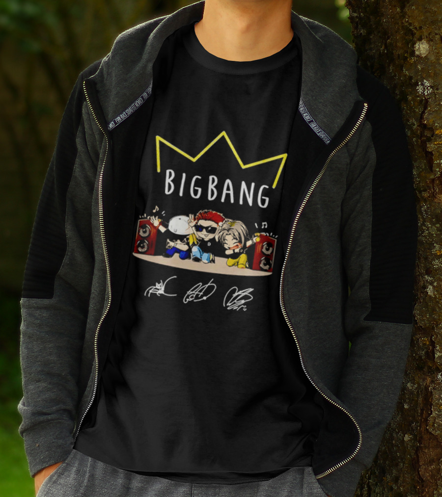 BIGBANG Chibi Characters With Crown And Speaker T-Shirt