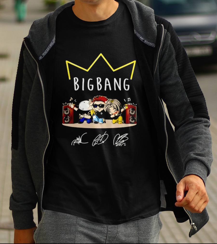 BIGBANG Chibi Characters With Crown And Speaker T-Shirt
