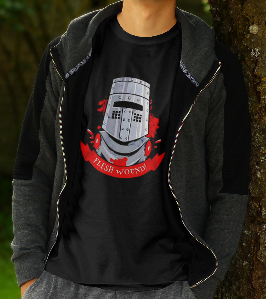 Black Knight Flesh Wound Helmet Monty Python Holy Grail T-Shirt