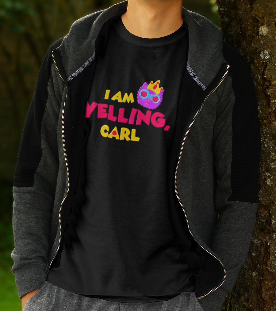 I Am Yelling Carl Cat Meme Colorful Crown Glasses T-Shirt